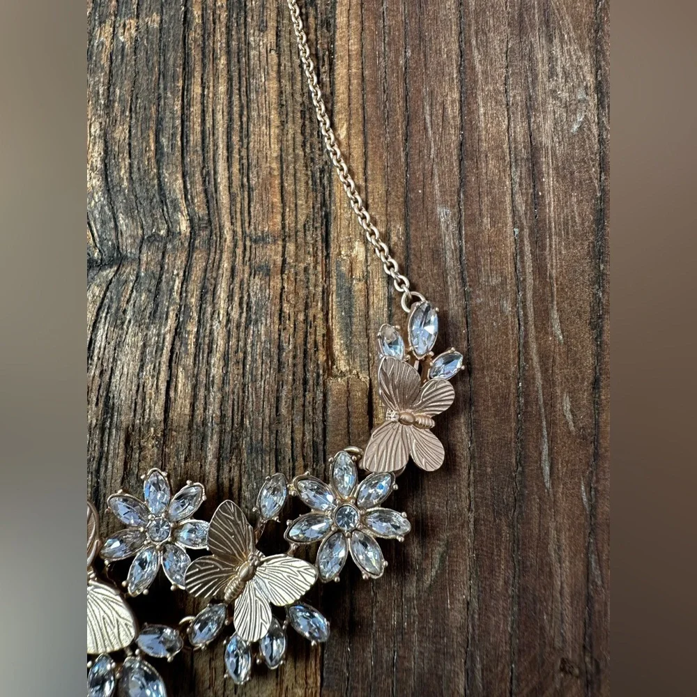 Delicate butterflies and Floral Gold Necklace
